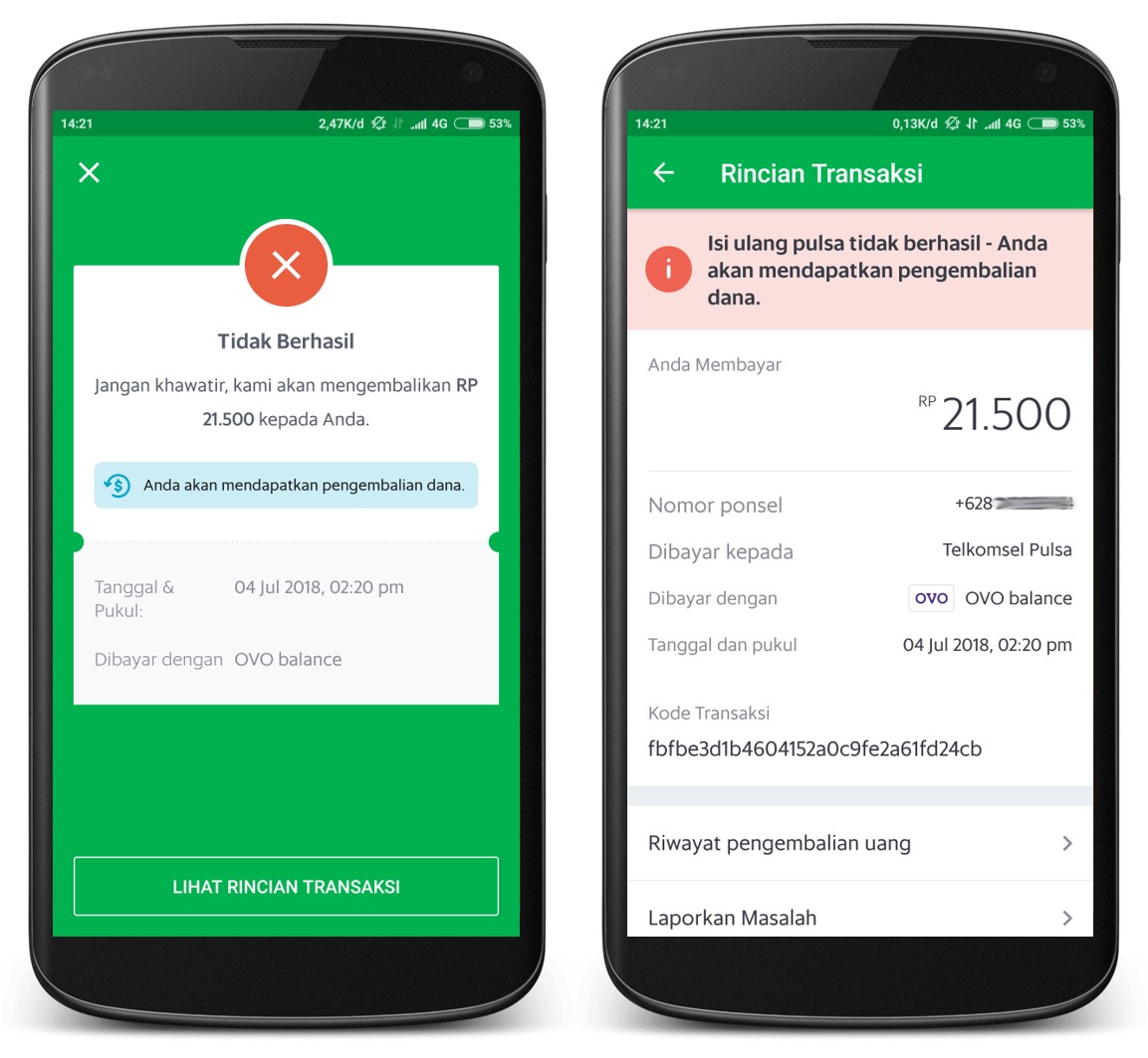 Isi Ulang Pulsa Prabayar Tidak Berhasil Tapi Dana Belum Kembali Ke Saldo Ovo Passenger